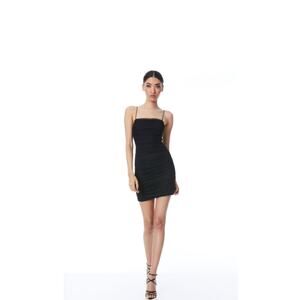 Alice + Olivia Cruz Spaghetti Strap Mini Ruched Black Dress Size: 12